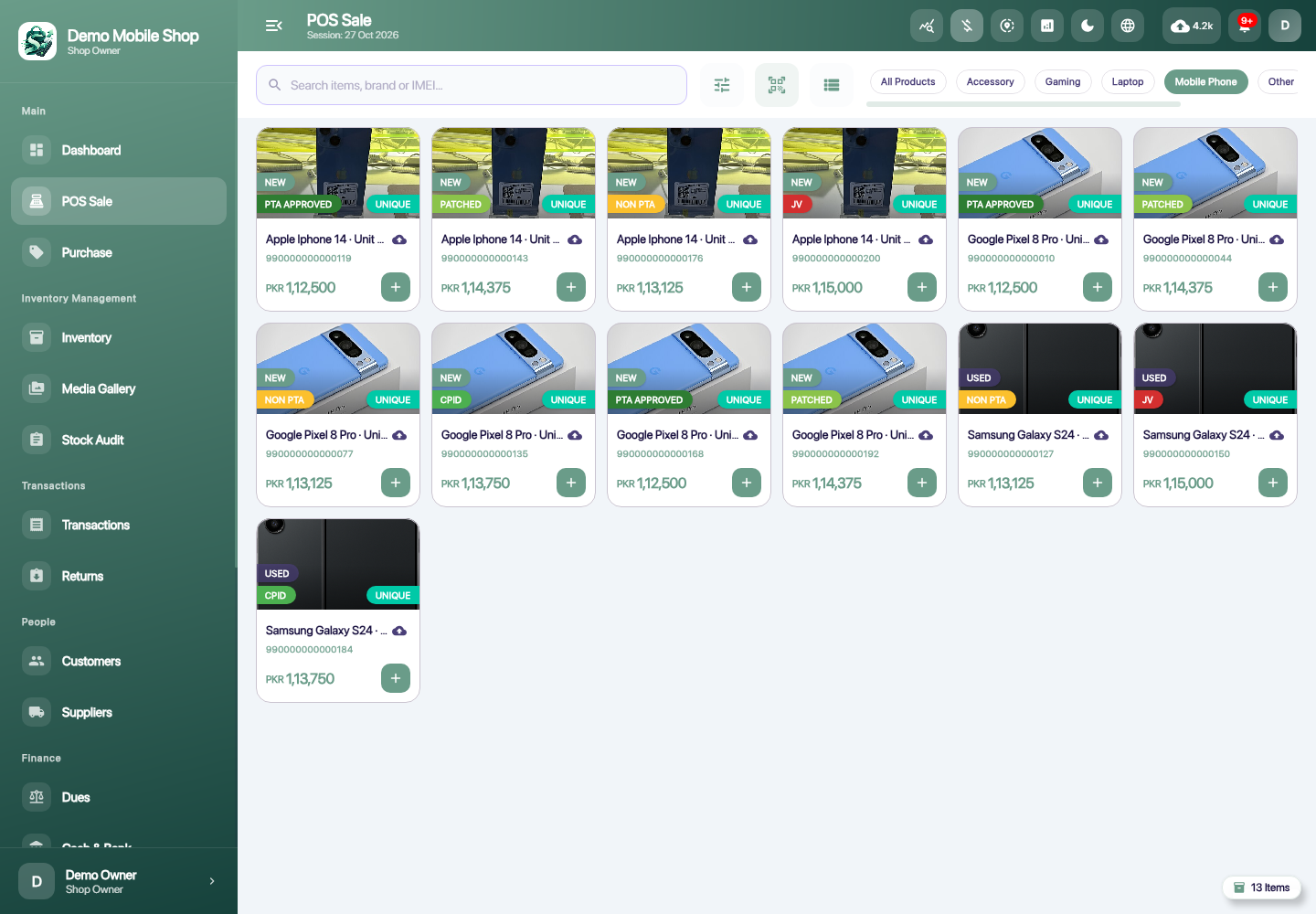 ShopFlow POS pos on Windows, fictional demonstration records